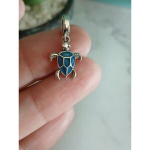 Luminous Sea Turtle Dangle Charm S925 Glow-In-The-Dark Enamel-Intricate Details